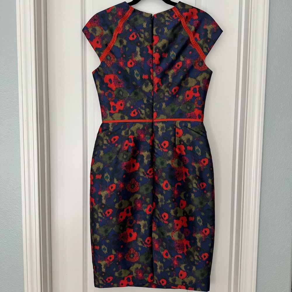 Lela Rose Red and Blue Floral Midi Dress - Picture 9 of 9